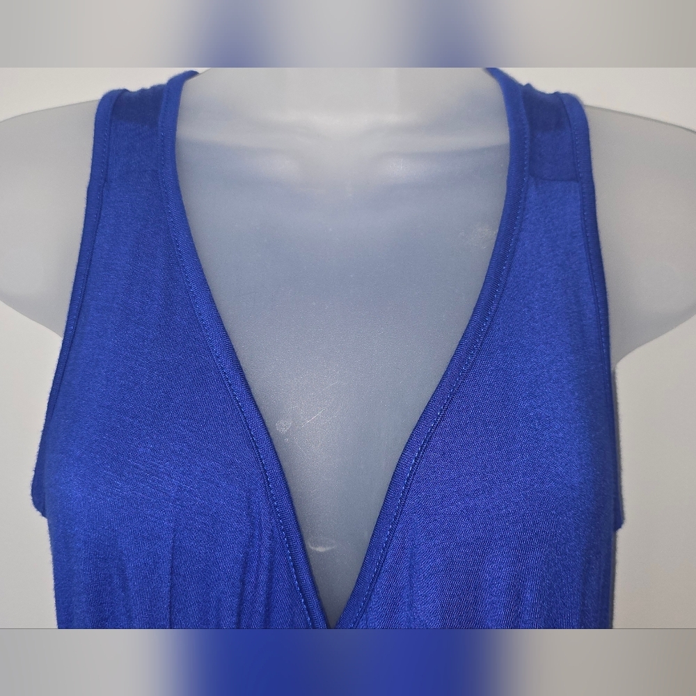 Loveappella Womens Summer Sleeveless Dress Extra Long Stretchy Royal Blue Small - Picture 2 of 8